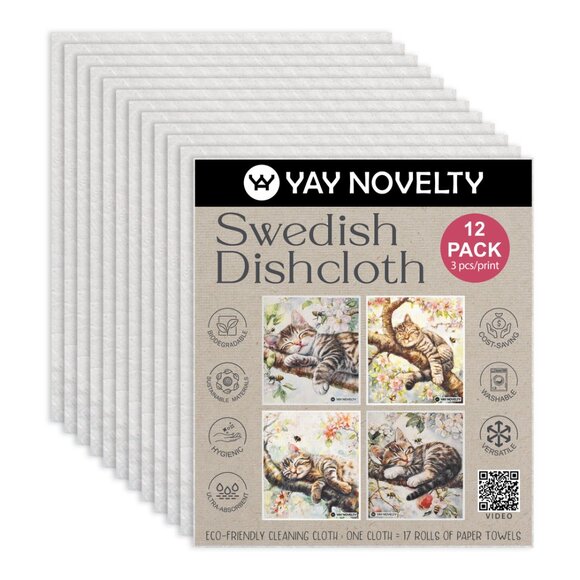 12-PK Eco-Friendly Swedish Dishcloths For Kitchen - Paper Towel Alternative - Picture 3 of 4